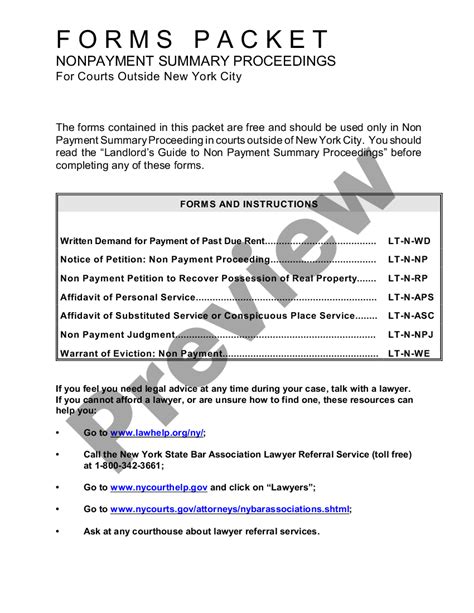 Eviction Forms Packet For Nonpayment Summary Proceedings For Courts