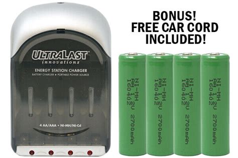 UltraLast AA AAA Smart Battery Charger 4 Pack AA NiMH Batteries