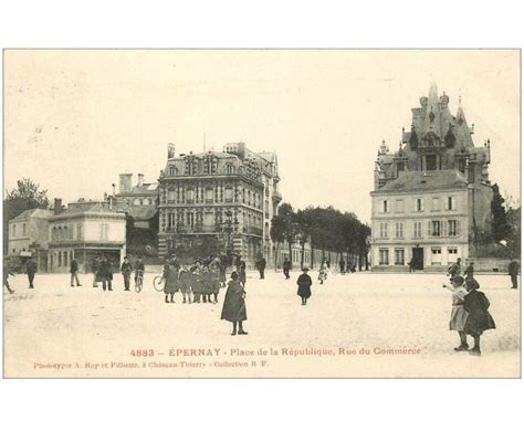 Carte Postale Ancienne Epernay Place R Publique Et Rue Du Commerce