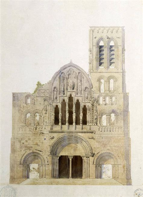 Vézelay church facade before restoration 1840 VIOLLET LE DUC