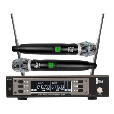 Microfone Sem Fio Duplo UHF Digital 200 Canais Profissional D 9000 Dylan