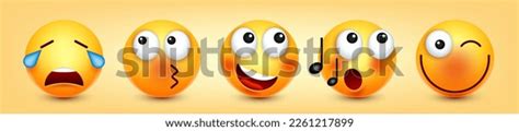 Cartoon Emoji Emoticons Collection Yellow Face Stock Vector (Royalty Free) 2261217899 | Shutterstock