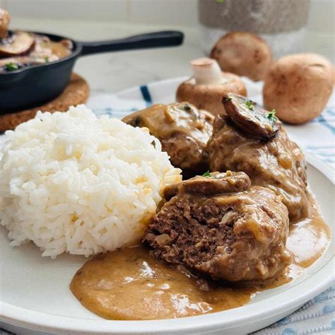 filipino burger steak  mushroom gravy deliciously rushed