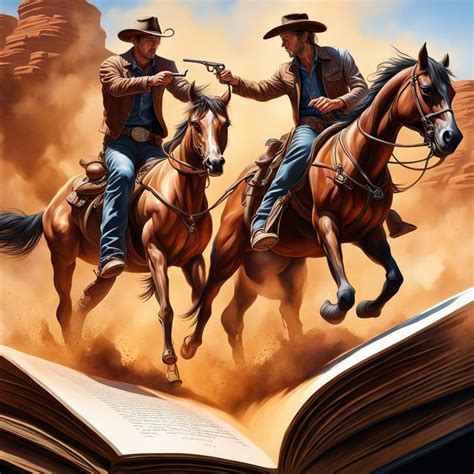 A cowboys duel coming out of a big book - AI Generated Artwork ...