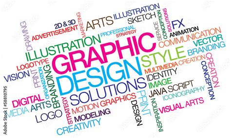 Graphic design colored word tag cloud template illustration Stock ...