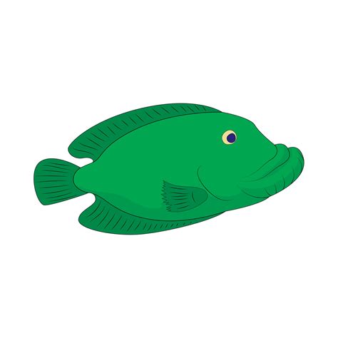 Icono De Pez Verde En Estilo De Dibujos Animados 14432196 Vector En