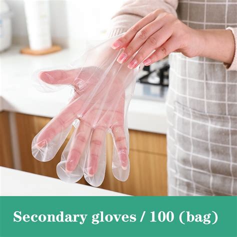 100PCS Set Food Plastic Gloves Disposable Gloves For Restaurant Kitchen