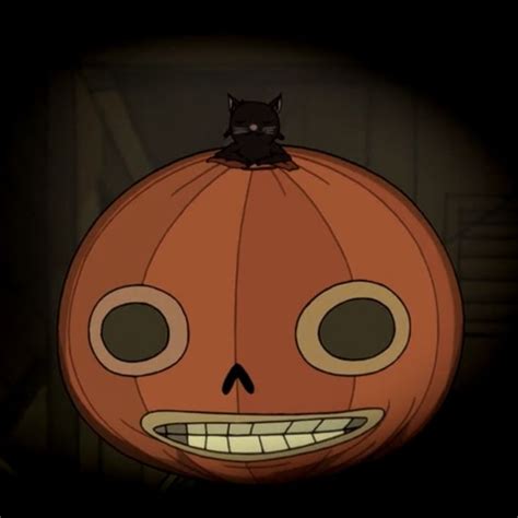 A Cartoon Pumpkin With A Black Cat Sitting On It S Head In The Dark