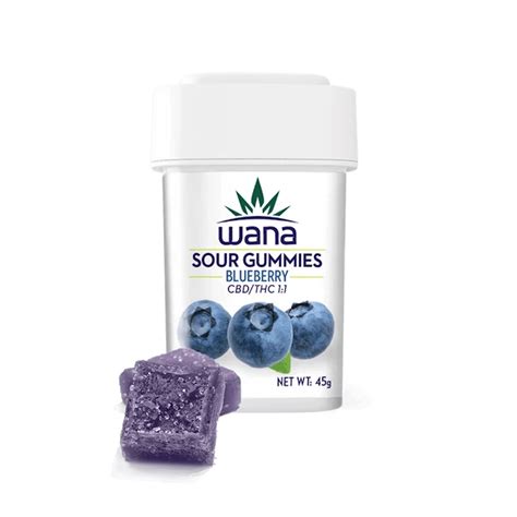 Wana Blueberry 1 1 Thc Cbd 10pk Gummies 100mg Thc 100mg Cbd