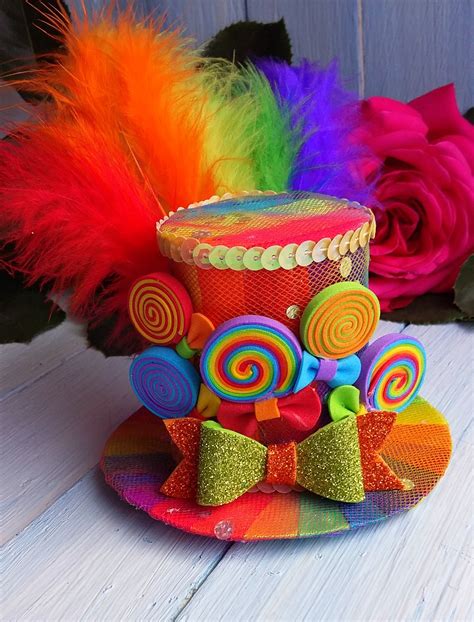 Mini Top Hat Headband Rainbow Mini Top Hat Mad Hatter Hat Tea Etsy