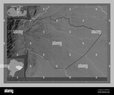 Pastaza Province Of Ecuador Grayscale Elevation Map With Lakes And