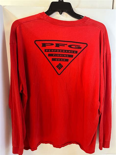 Columbia Pfg Performance Fishing Gear Xxl Ls Shirt Red Gem