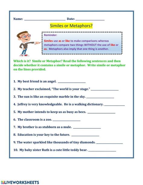 Simile Metaphor Worksheet Live Worksheets Worksheets Library