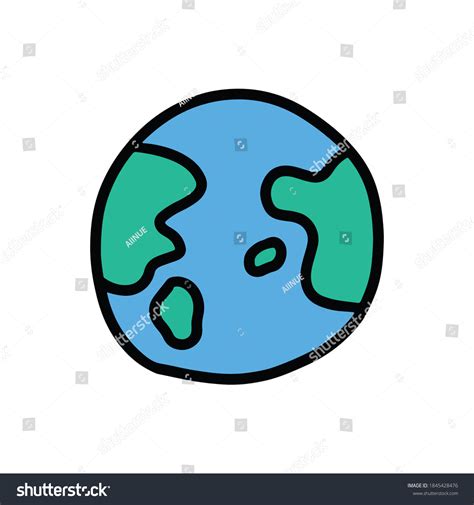 Cartoon Doodle Earth Globe Vector Illustration Stock Vector Royalty