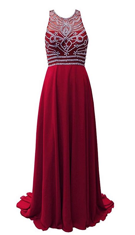 Long Prom Dresses Chiffon Beaded Jewel Evening Gowns On Luulla