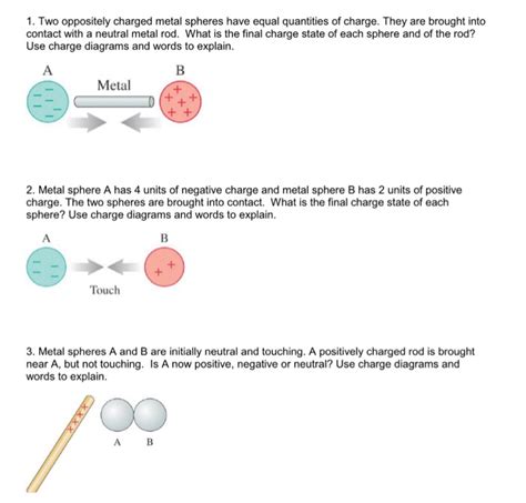 Solved 1 Two Oppositely Charged Metal Spheres Have Equal