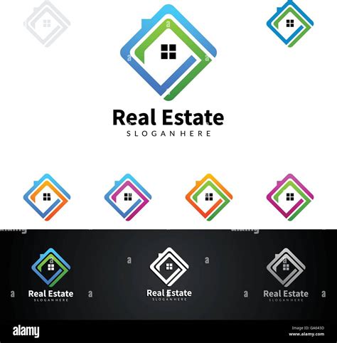 Real Estate Vector Logo Design Abstract Building With Line Shape