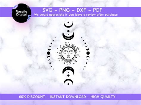 Sonne Und Mond Svg Boho Svg Mystisch Svg Magischer Mond Etsy De