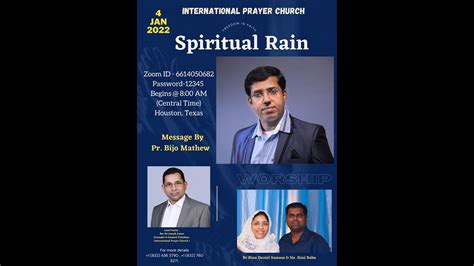 Spiritual Rain Tuesday Meeting 4th Jan 2022 Msg By Pr Bijo Mathew