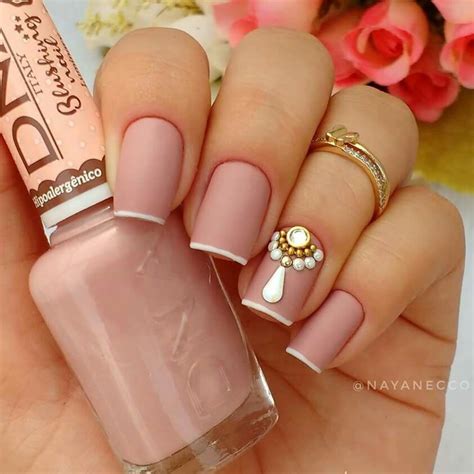 Unhas Decoradas Joias Nailart Nude Unhas Decoradas Unhas Bonitas Unhas Desenhadas