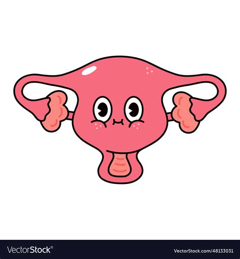 Uterus Character Hand Drawn Traditional Cartoon Vector Image