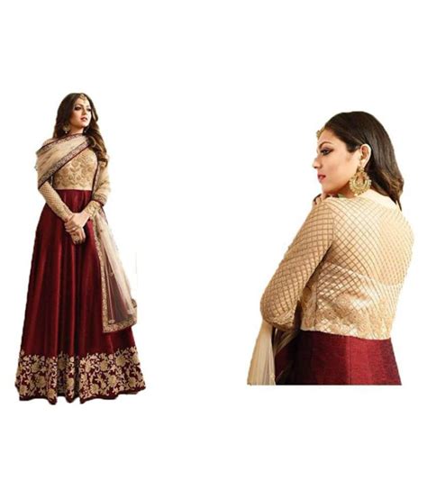 Mafiya Fashion Brown and Beige Mulberry Silk Anarkali Gown Semi-Stitched Suit - Buy Mafiya ...