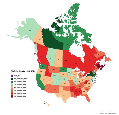 Map of GDP Per Capita in US States & Canadian Provinces - Brilliant Maps