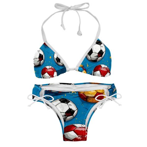 Football Detachable Sponge Adjustable Strap Bikini Set Swimsuit Two