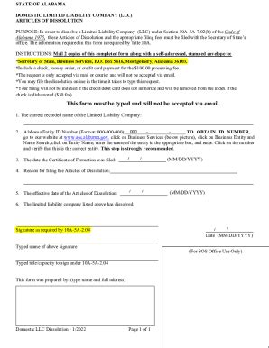 Fillable Online Fill Iostate Of Alabama Domestic Limitedfillable State