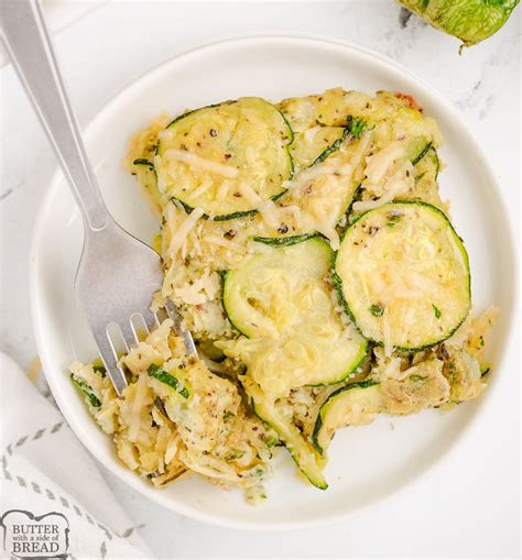 Baked Zucchini Parmesan Casserole Butter With A Side Of Bread