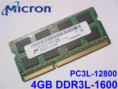 4GB DDR3L-1600 PC3L-12800 1600Mhz MICRON MT16KTF51264HZ-1G6M1 LAPTOP ...