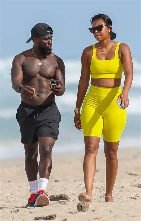 Eniko Parrish In A Yellow Workout Ensemble Was Seen Out With Kevin Hart On The Beach Of Costa