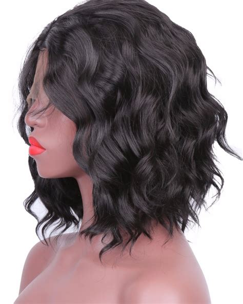 Wavy Bob Hair Cut Synthetic Lace Front Wig Natural Hairtyle Shoulder Length Lace Wig Heat