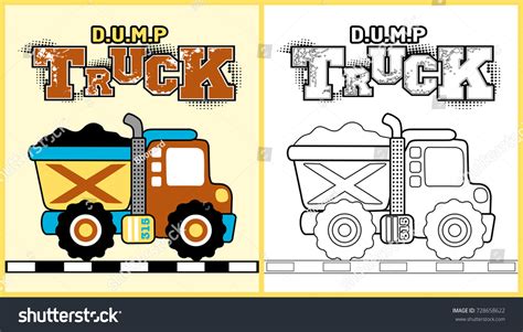 Vector Cartoon Dump Truck Coloring Page Stock Vector (Royalty Free ...