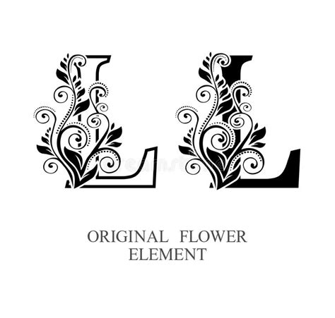 Elegant Initial Letters L In Two Color Variations With Botanical