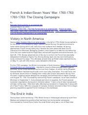 The Closing Campaigns Of The French Indian War 1760 1763 Course Hero