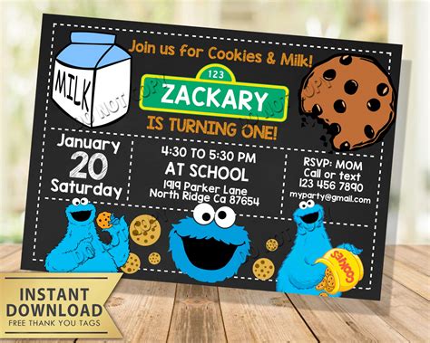 Cookie Monster Invitation - MyPartyTemplates