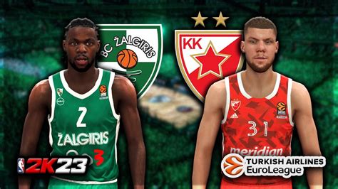 ZALGIRIS Vs CRVENA ZVEZDA EUROLEAGUE ROUND 2 NBA 2K23 YouTube