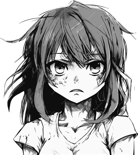 Sad Anime Girl Lineart