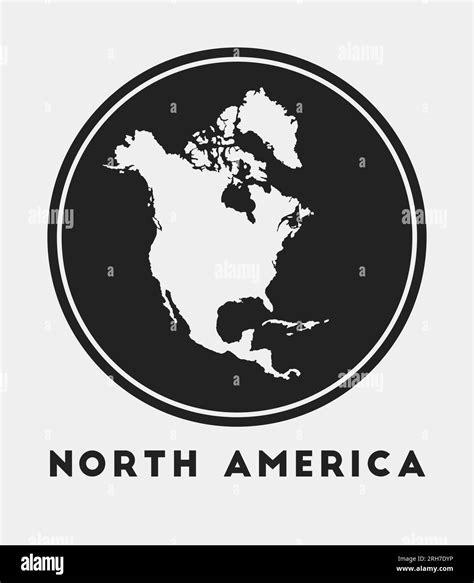 North America Icon Round Logo With Continent Map And Title Stylish