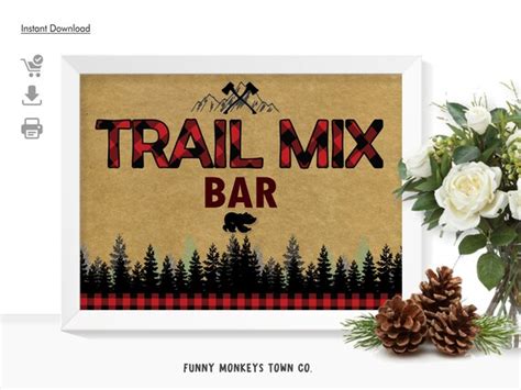 Trail Mix Bar Sign LUMBERJACK Trail Mix Sign Lumberjack First