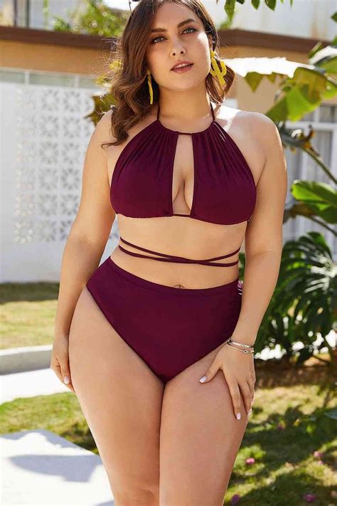Plus Size Cutout Tied Backless Bikini Set Etsy