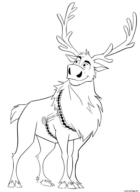 Coloriage Le Renne Sven Qui Attend Son Compagnon Kristoff Dessin Sven