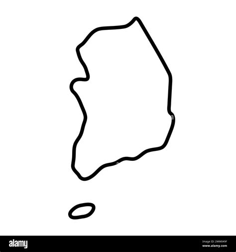 South Korea Country Simplified Map Thick Black Outline Contour Simple