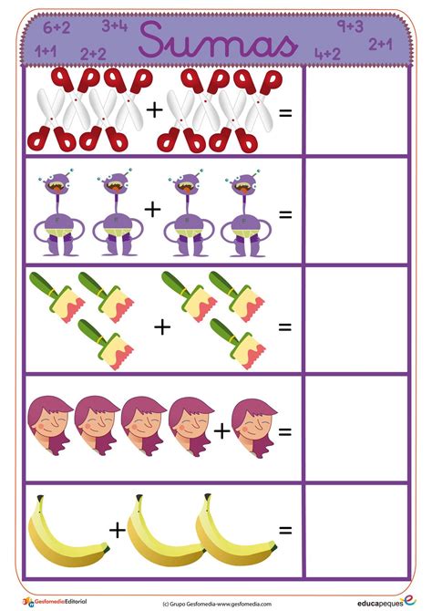 Sumas Matematicas Infantiles Fichas Y Ejercicios Para Aprender A