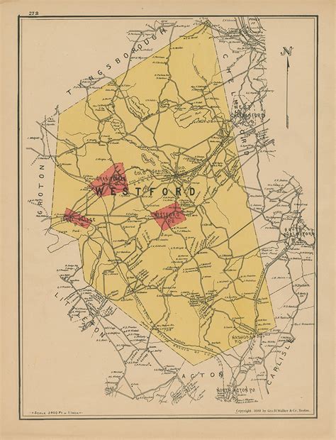 WESTFORD, Massachusetts 1889 Map - Replica or Genuine ORIGINAL