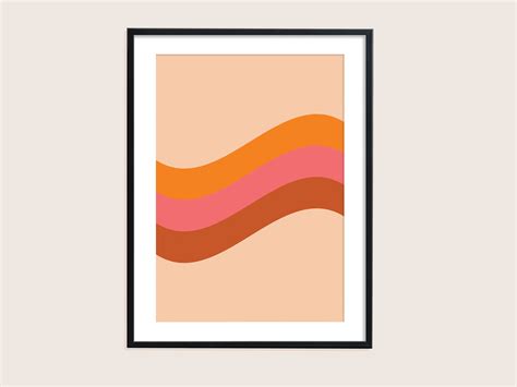 70s 60s Retro Triple Wave Filler Print A3 A4 A5 Wall Art Etsy