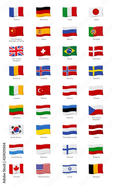 vector set of the flags of the countries of Europe, Asia and Africa ...