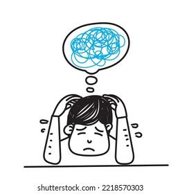 Hand Drawn Doodle Depression Confused Person Stock Vector Royalty Free