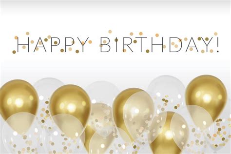 Realistic Gold And Transparent 3d Balloons Background Happy Birthday